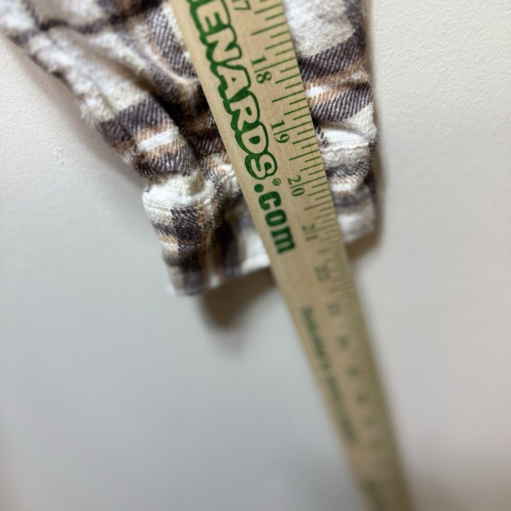 American Eagle Cropped Flannel Size L Brown Cream Plaid Grunge 90s Y2K Style - Picture 5 of 5